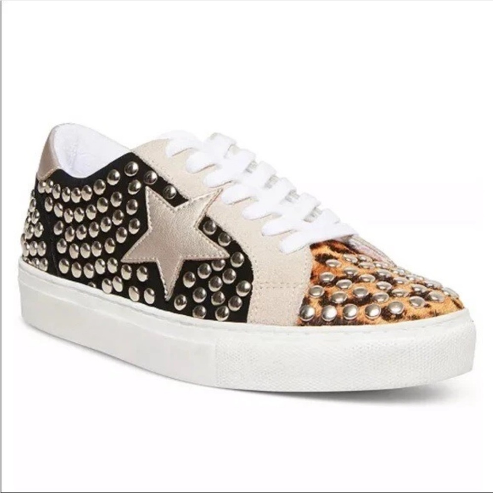 Steve Madden Turner Studded Animal Print Casual Sneakers